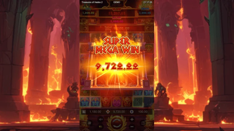 Treasures of Hades 2 — Kemenangan Super Mega dalam pusingan Free Spins dengan pengganda kumulatif